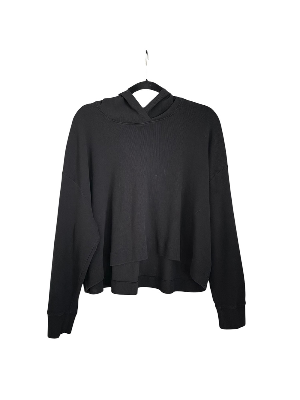 Athleta Black Ribbed Hoodie Size XL